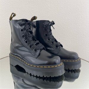Dr Martens leather molly ribbon platform boots